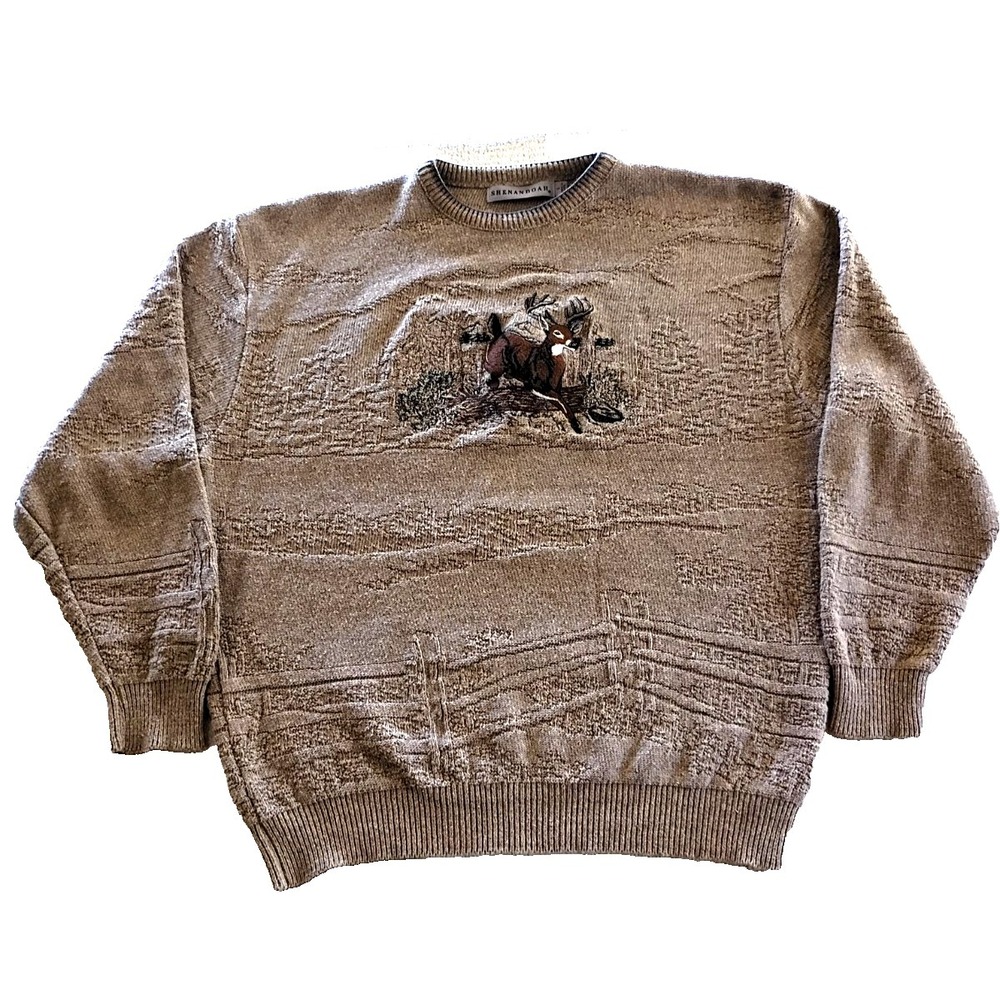 Vintage 90's Shenandoah Deer "Grandpa Sweater" Relaxed Fit Beige Size Large